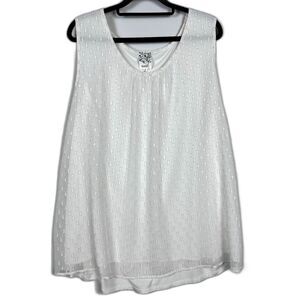 NAIF Shirt Plus Sz 1X - 14/16 Cream Metallic Gold Thread Tank Top